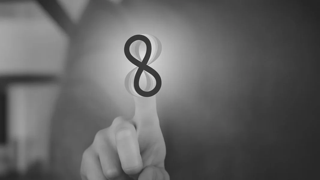 finger touching eight development infinity logo